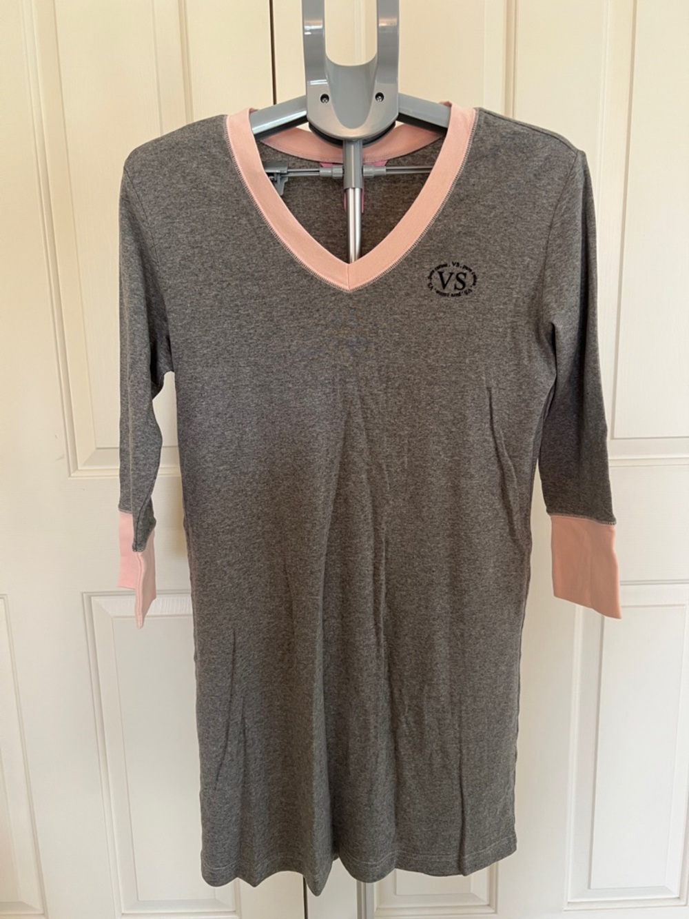 Victoria's Secret Ultra Soft Gray Nightshirt with Pink Trim
Size S